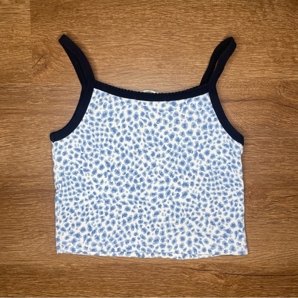 Brandy Melville Tops - Brandy Melville White and Blue Leopard Print Cropped Tank Top